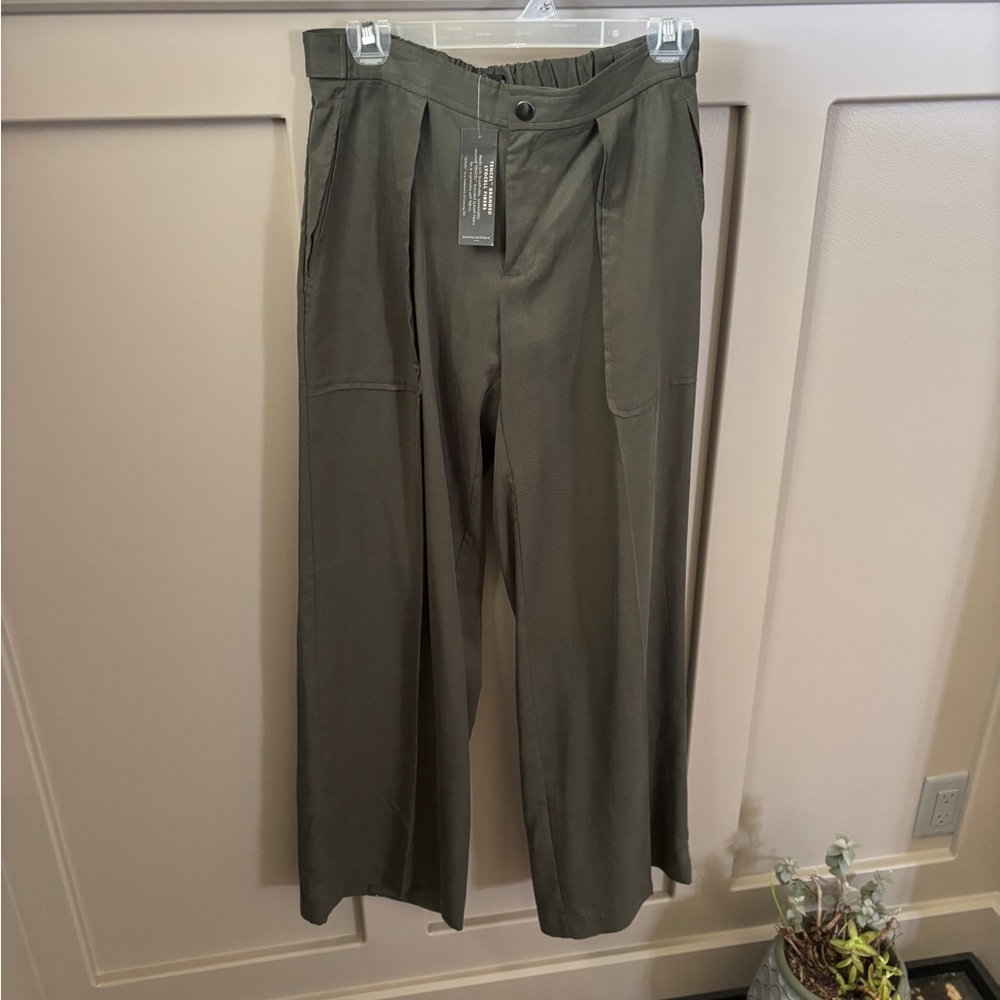NWT BR factory Tencel Wide-Leg Pants- steel green - Picture 2 of 16